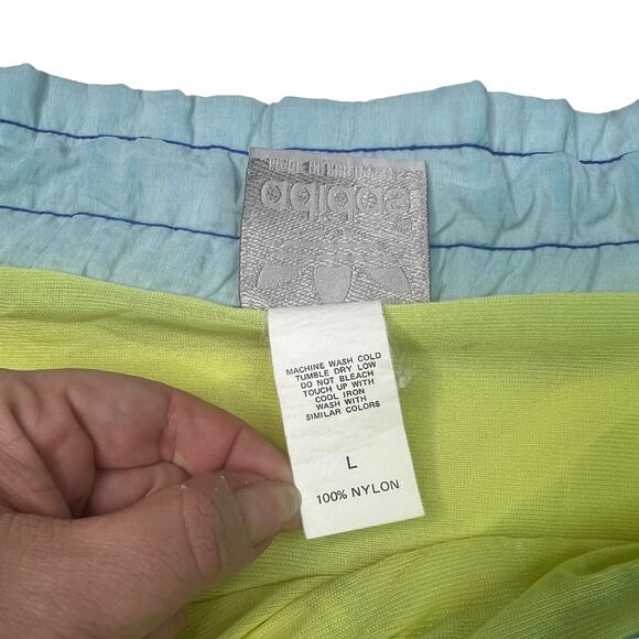 Adidas VTG 80s Swim Trunks Shorts 5" Inseam Built In Liner Blue Green Large - Picture 6 of 6